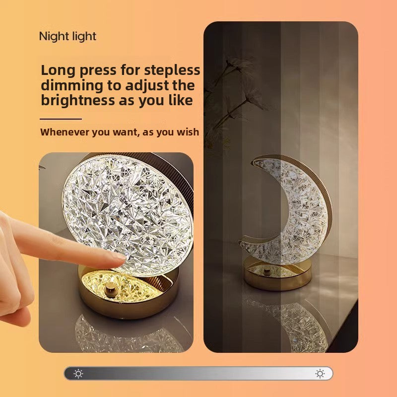 Crystal Diamond Moon Table Lamp