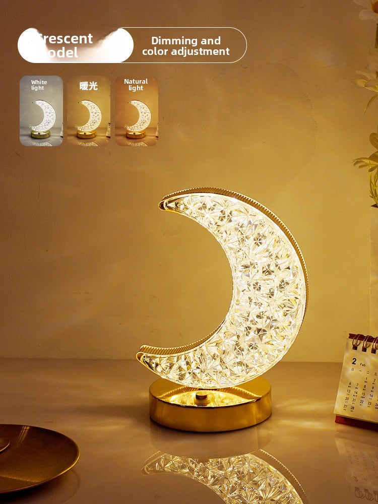 Crystal Diamond Moon Table Lamp