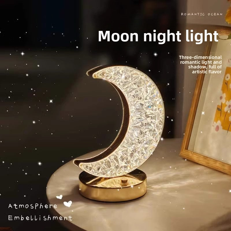 Crystal Diamond Moon Table Lamp