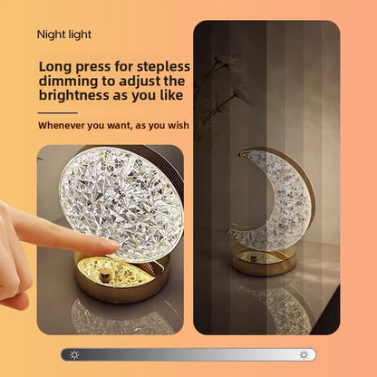 Crystal Diamond Moon Table Lamp